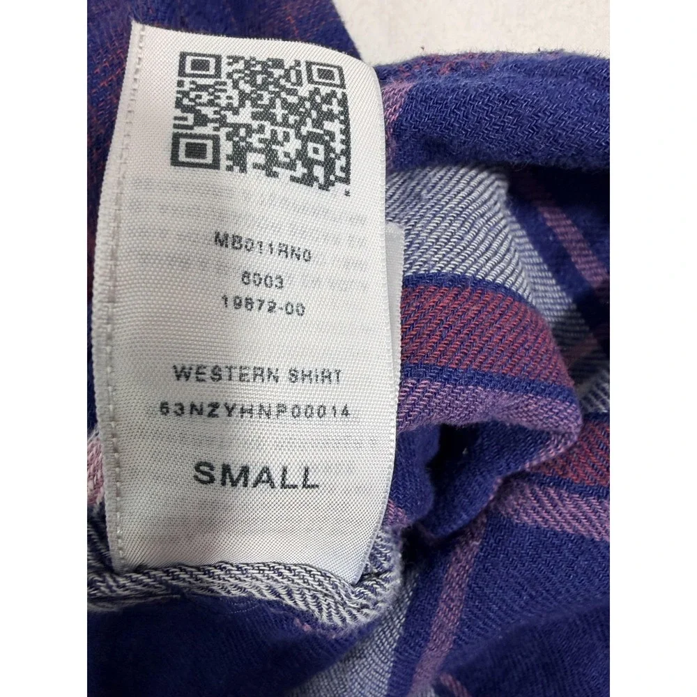 True Religion Shirt Mens Small Blue Red‎ Plaid Flannel Western Slim Long Sleeve
